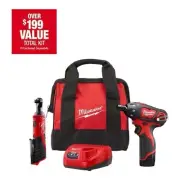 MILWAUKEE M12 12 V Lithium-Cordless 3/8 Ratchet And Screwdriver Combo Kit