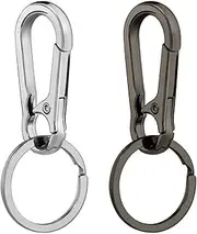[Hapeper] Metal Keychains Keyring Key Chain Ring Holder Organizer for Home Car Keys, Key Finder, 2 Pieces, Silver, Dark Grey, Small