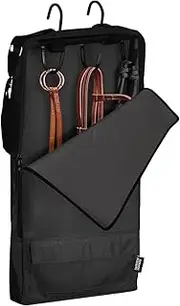 [Harrison Howard] Bridle/Halter Bag with 3 Prong Tack Rack Sturdy Waterproof Fabric Horse Tack Carry Bag-Piano Black