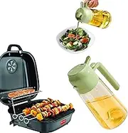 QX YUSAOUG Olive Oil Dispenser Bottle for Cooking, 500ML 2 in 1 Oil Sprayer with Pourer for Air Fryer, Salad, Grilling, Roasting and Baking, Food Grade Glass