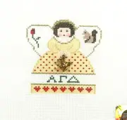 KCN Alpha Gamma Delta Sorority Mini Angel Handpainted Needlepoint Canvas