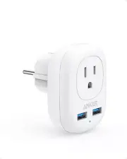 Anker European Travel, Powerextend USB Plug International Power Adapter with 2 U
