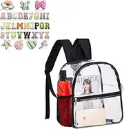 AHAKAC Clear Backpack Chenille Letter Stickers Set See Through Backpack Transparent Clear Bookbags