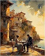 TAOPAOLAB Romantic Dinner Paint by Numbers Kit for Adults – DIY Elegant Evening by The Sea Painting on Canvas 16x20In, Acrylic Paint Set, Suitable for Beginners, Art for Home Decoration or Gifts