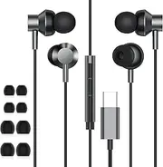 USB C Headphones Earbuds, 2Pack Wired Earphones Noise Canceling Isolating with Type C Plug (Built-in Microphone & Volume Control) for Galaxy iPhone 16 15 Android Smartphone and Other USB C Device