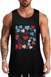 [NQHJT] Men Tank Tops Arious Heart Shapes Sleeveless T Shirts for Men's Fitness Quick Dry Gym Tank Top for Men