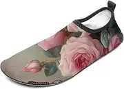 [BTCOWZRV] Water Shoes for Women Men Flowers and Butterflies Water Sports Shoes Slip-on Breathable Lightweight Athletic Aqua Sock