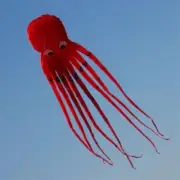 1 Piece 3D 8m Red Octopus Kite Fabric Flying Long Tail Kite for Kids 8m