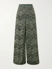 [Missoni] Missoni - Mare Sequin-embellished Metallic Crochet-knit Wide-leg Pants - Green - IT40 IT 40 Green