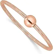 [JewelryWeb] 3.00mm 14k Rose Gold Polished With Bead Stretch Bracelet-Stretch-Bracelet for Women