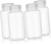 VALICLUD 4Pcs Clear Plastic Bottles with Screw Caps Heat Resistant Liquid Storage Containers for Laboratory Use Leakproof Sample Dispenser and Transparent Design