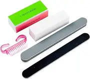 Manicure Tools Set Nail file set 5 pieces of polished tofu block, dust brush, red and black sand bar manicure tool set