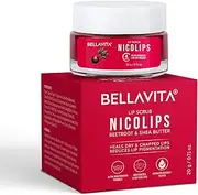 BellaVita Luxury NicoLips Lip Scrub Balm (20g) | Brightening for Dark Lips | Removes Lipstick Stains & Dryness | Shea Moisture Care for Chapped Lips, Lip Tint, Lip Stain | Lip Balm for Men & Women