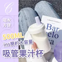 在飛比找momo購物網優惠-【蕉蕉購物】ins簡約大容量吸管果汁杯500ML(外出攜帶 