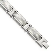 Stainless Steel Chisel Polished And Textured 8.5 Inch Link Bracelet