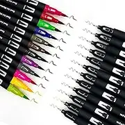 Dual Brush Pen Art Markers,12 Colored Highlighter Pen Brush and Fine Tip Markers for Kids Adult Coloring Books Bullet Journals Planners, Note Taking Coloring Writing, DIY Card Making