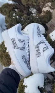 Custom Monogram-Inspired White Air Force 1s – Sleek, Designer-Inspired Patterned