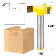 Slot Cutter Router Bit 1/4" x 1 - 3 Flute - 1/4" Shank - Yonico 14901q