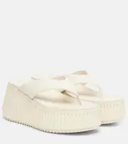 [Chloe] Chloé Nama 80 leather platform thong sandals AU 4 white
