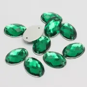 100 Clear Flatback Acrylic Oval Sewing Rhinestone Button 13X18mm Sew on beads