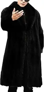 [Qolkmuiy-GJ] Men's Long Fluffy Faux Fur Coat Thicken Soft Fur Jacket Outerwear Winter Faux Mink Long Sleeve Coats