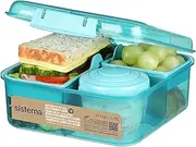 [Sistema] Bento Box to Go Lunch Box with Yoghurt/Fruit Pot 1.25 L Made Using Recycled Plastic Recyclable with Terracycle Teal Stone