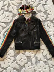 Alice + Olivia Leather Sweatshirt Jacket