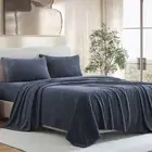 Ardor Boudoir Teddy Fleece Polyester Bed Sheet with Pillowcase Bedding Set Navy