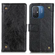 Phone Case For Xiaomi Redmi 11A 4G/12C 4G,Brass Button Decor Leather Phone Cover Stand Wallet