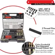 49PCS Thread Repair Tool Thread Chaser Re-thread Set UNC UNF Metric