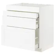 METOD / MAXIMERA base cab f hob/4 fronts/3 drawers, white Enköping/white wood effect, 80x60x80 cm