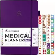 Clever Fox Medical Planner Daily – Health Diary Notebook, Wellness Journal & Self-Care Logbook, Lasts 3 Months, 7x10.5″ (Purple)