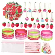 110PCS Strawberry Theme Party Favors Fruit Mochi Toys Berry Sweet Rubber