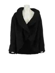 Black Bouclé Draped Coat