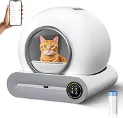 Self-Cleaning Cat Litter Box with APP Control, Smart Cat Litter Cleaning Robot, Automatic Cat Litter Box, Secure Alert/Health Monitor/Ionic Deodorizer 65L+9L (Box)