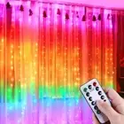 LED Rainbow Curtain Light with Remote Control Twinkle Hanging String Fairy Light
