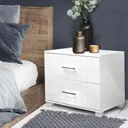 2 Drawers Artiss Bedside Table High Gloss White