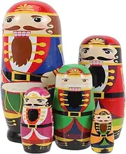LUOZZY 5pcs Wooden Nesting Dolls Christmas Russian Nesting Dolls Wood Nutcracker Matryoshka Dolls Ornament