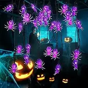 oopswow YOUNGAR Halloween Decor Spider String Lights, Solar String Light,2PACK 20ft 30 LED Outdoor Decorative Lights for Patio, Garden, Gate, Yard, Halloween Christmas Decoration (2Pack,Spider)