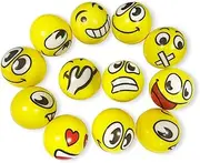 NILLOS Foam Balls, 12 PCS Emotion Stress Relief Balls for Hand Wrist Stress Reliefs, Finger Exercise, School Carnival Reward (6.3 cm/2.48 in)