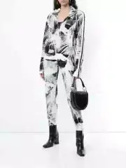 NORMA KAMALI side stripe turtleneck jacket and jogger pants set in Palm Beach M
