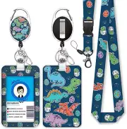 Cute Dinosaur Lanyards for Id Badges, Retractable ID Badge Holder