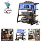 4-Tier AV Media Stand with Power Strips, Corner TV Stand with LED Lights, Rac...