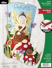 Bucilla, Woodland Fairy 18" Felt Applique Stocking Making Kit, Perfect for DIY Needlepoint Arts and Crafts, 89476E