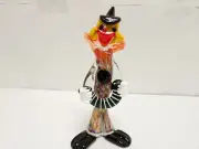 Vintage Hand Blown Murano Glass CLOWN Figurine Very Bright Colors 9 inch.