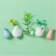 Mini Ceramic Vase Refrigerator Magnets, Creative 3D Flower Vase Magnets for Fridge, Mini Refrigerator Magnets Set for Real Plants, Kitchen, Office Decoration﻿ (5pcs B)