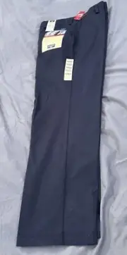 Dockers Original Khaki Pant Flat Front Classic Fit Navy W32-L32