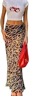 [HOHOPEACH] Leopard Print Skirt Cheetah Print Long Skirts for Women Trendy Y2k Summer Skirts Maxi Skirt