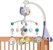 Crib Mobile with Music and Lights,Remote Control Babies Crib Toy Bassinet Mobile - Removable Babies Girl Mobile Nursery Musical Mobile for Home Bedroom