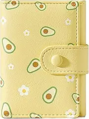 [LQALYNLQ] Women Girls Wallet Cute Flower Tri-Fold Wallet PU Leather Purse Slim Short Wallet Small Trifold Cash Card Holder Bag…, ZY-Avocado Yellow, Small Cute Wallet